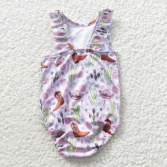 Baby Girls Cactus Cow One Piece Bathing Suits Swimsuits