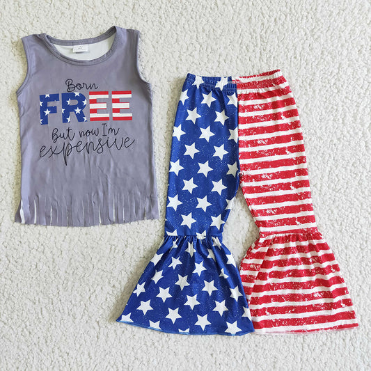 Baby Girls 4th of July star bell pants sets