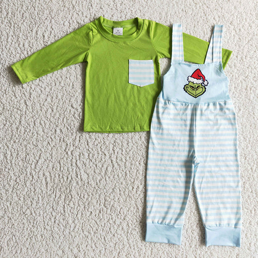 Baby boys Christmas green overall clothes sets