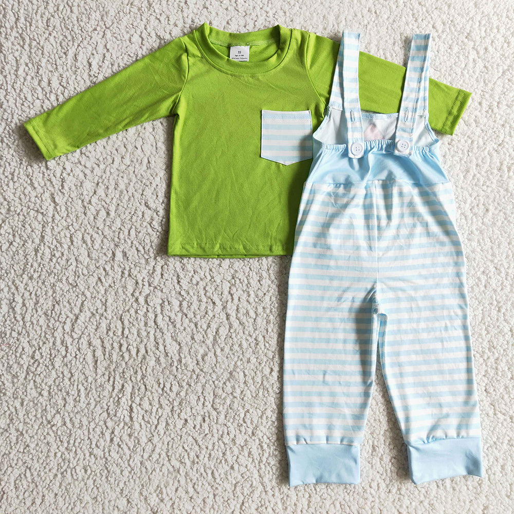 Baby boys Christmas green overall clothes sets