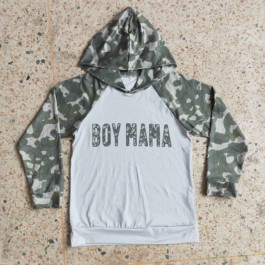 Adult Women boy mama camo hoodie tops