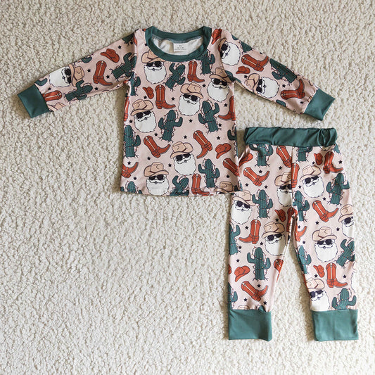 baby Boys christmas West Santa Cactus pajamas sets