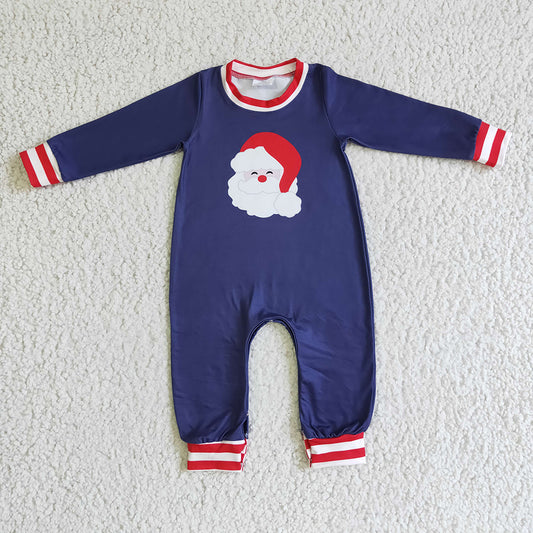 Baby boys navy Christmas santa rompers