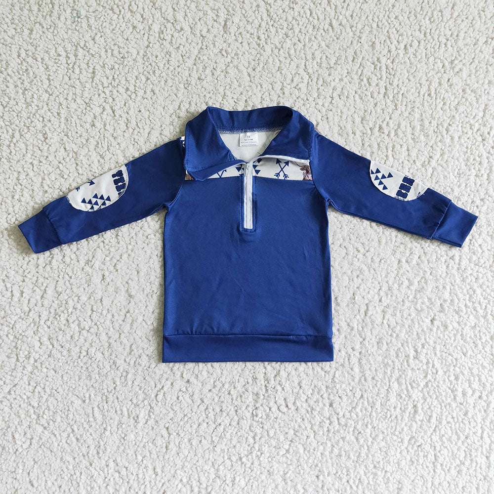 Baby boys cow zip long sleeve pullover