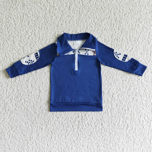 Baby boys cow zip long sleeve pullover