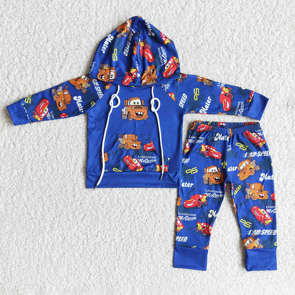 Baby boys hoodie car cartoon pants clothing sets