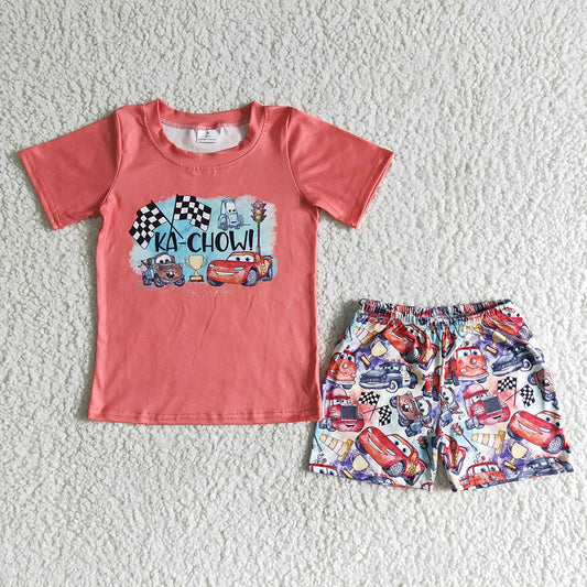 Baby boys cartoon car summer clothing sets