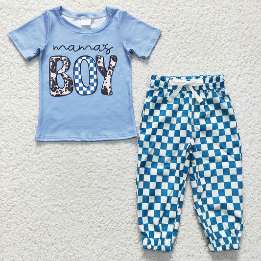 Mama's Boy shirt top plaid pants clothes sets