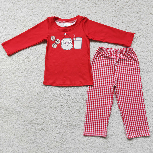 Boys Cookie santa milk Christmas pants sets