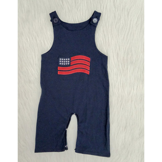 4th of July boys flag embroidered rompers