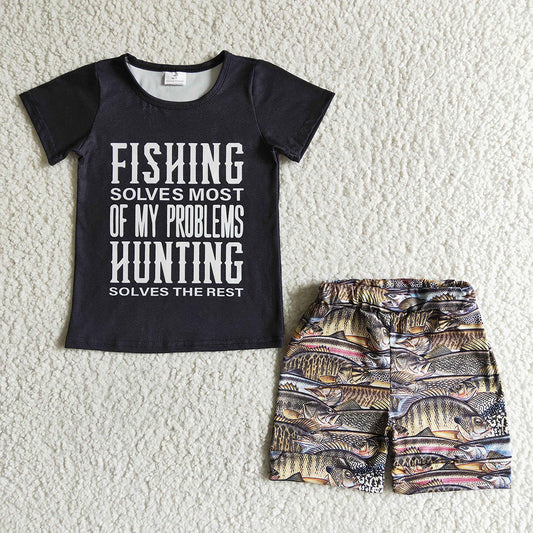 Baby boys summer fishing camo shorts sets