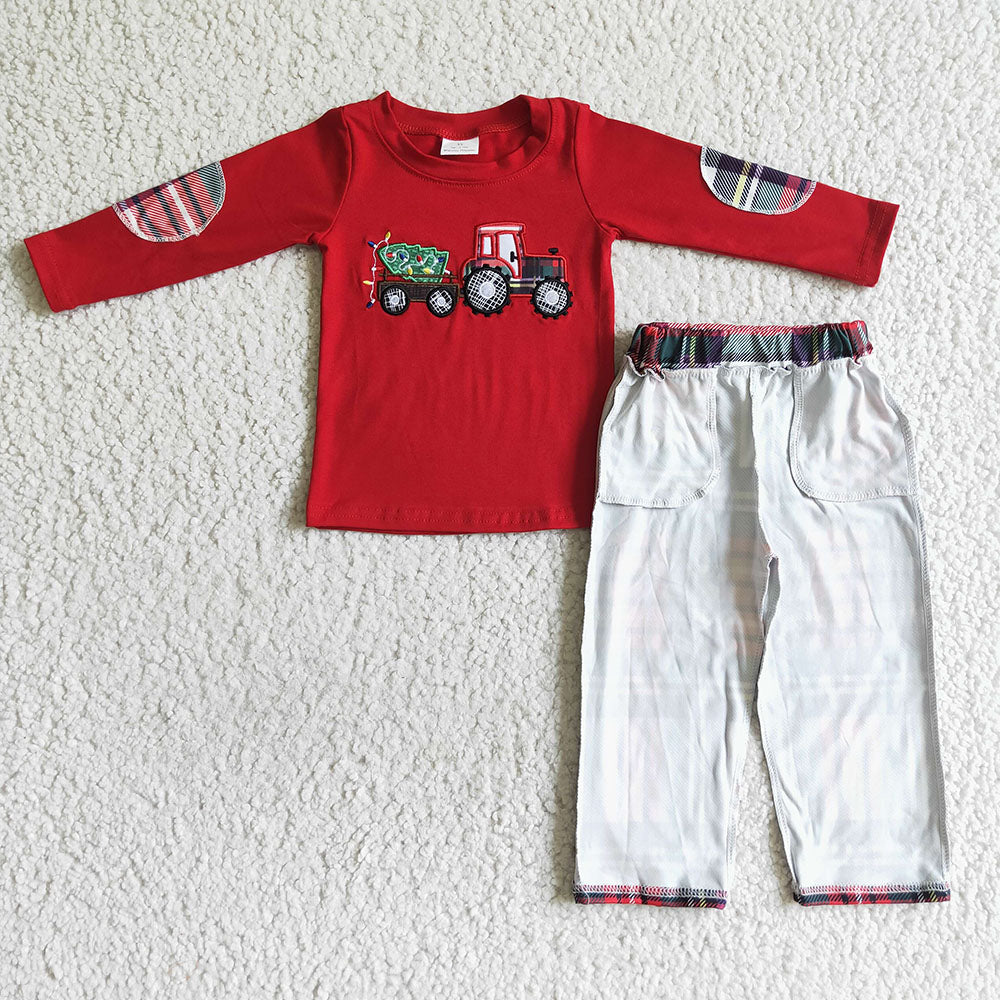 Baby boys Christmas tractor pants clothes sets