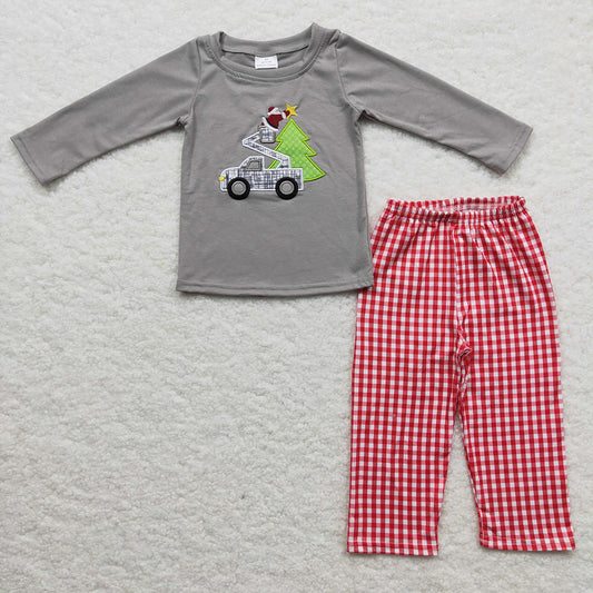 Baby Boys Christmas tree Grey Top pants sets