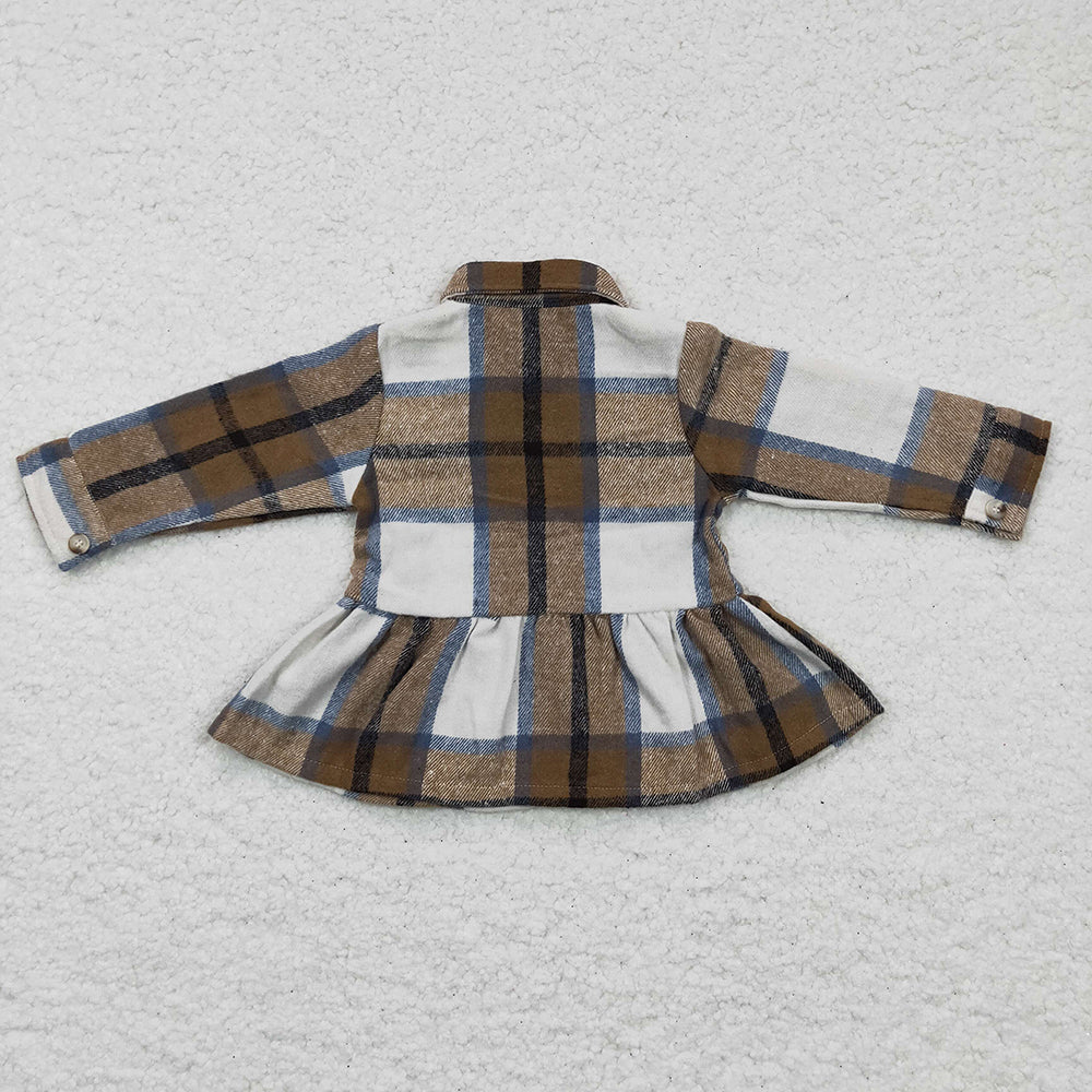 Baby Girls brown plaid Color Long Tops