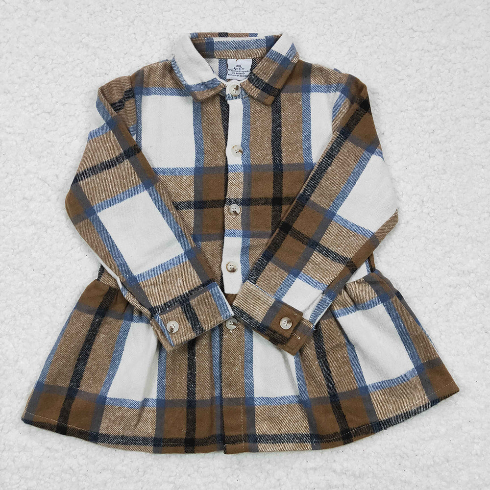 Baby Girls brown plaid Color Long Tops