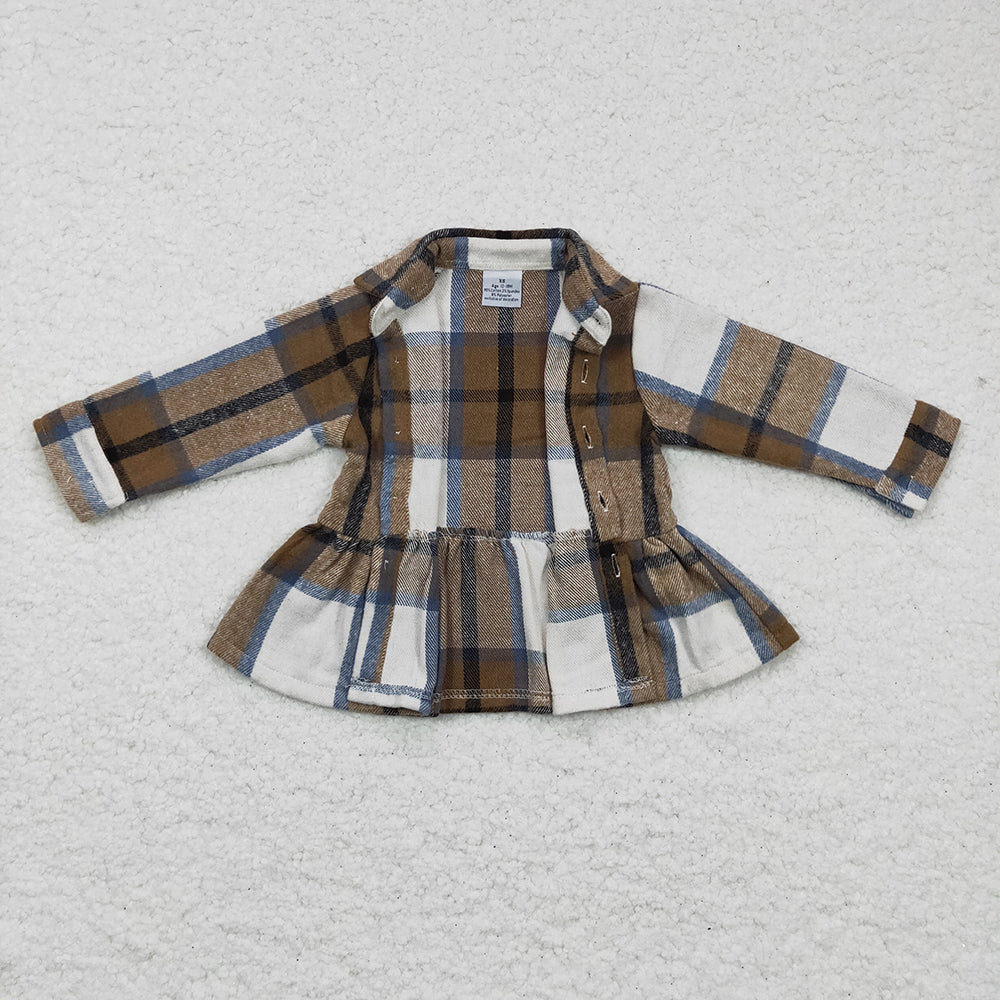 Baby Girls brown plaid Color Long Tops