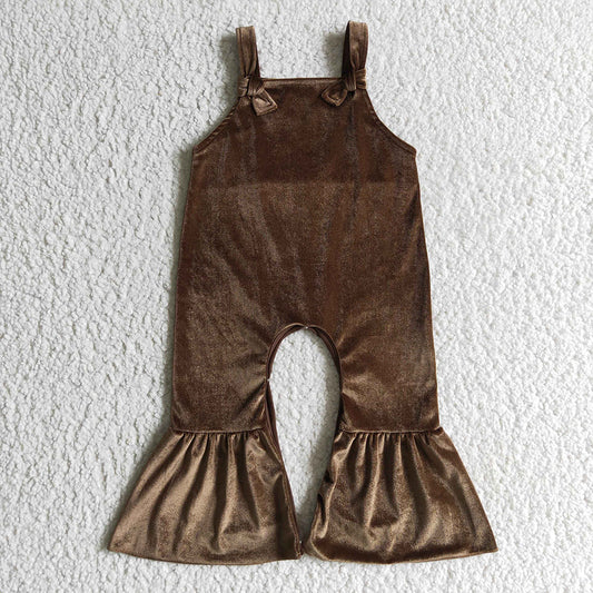 Baby girls velvet dark green overalls Jumpsuits