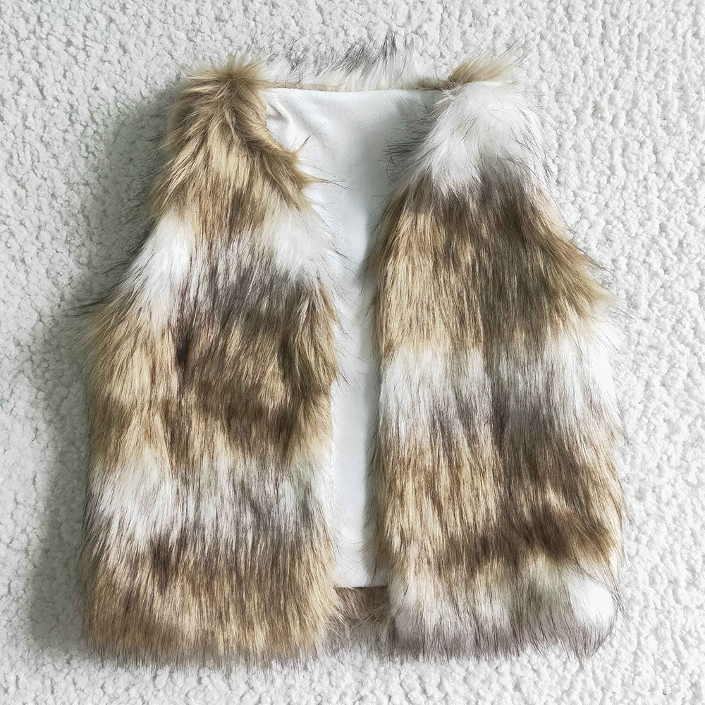 Baby girls faux fur fall vests