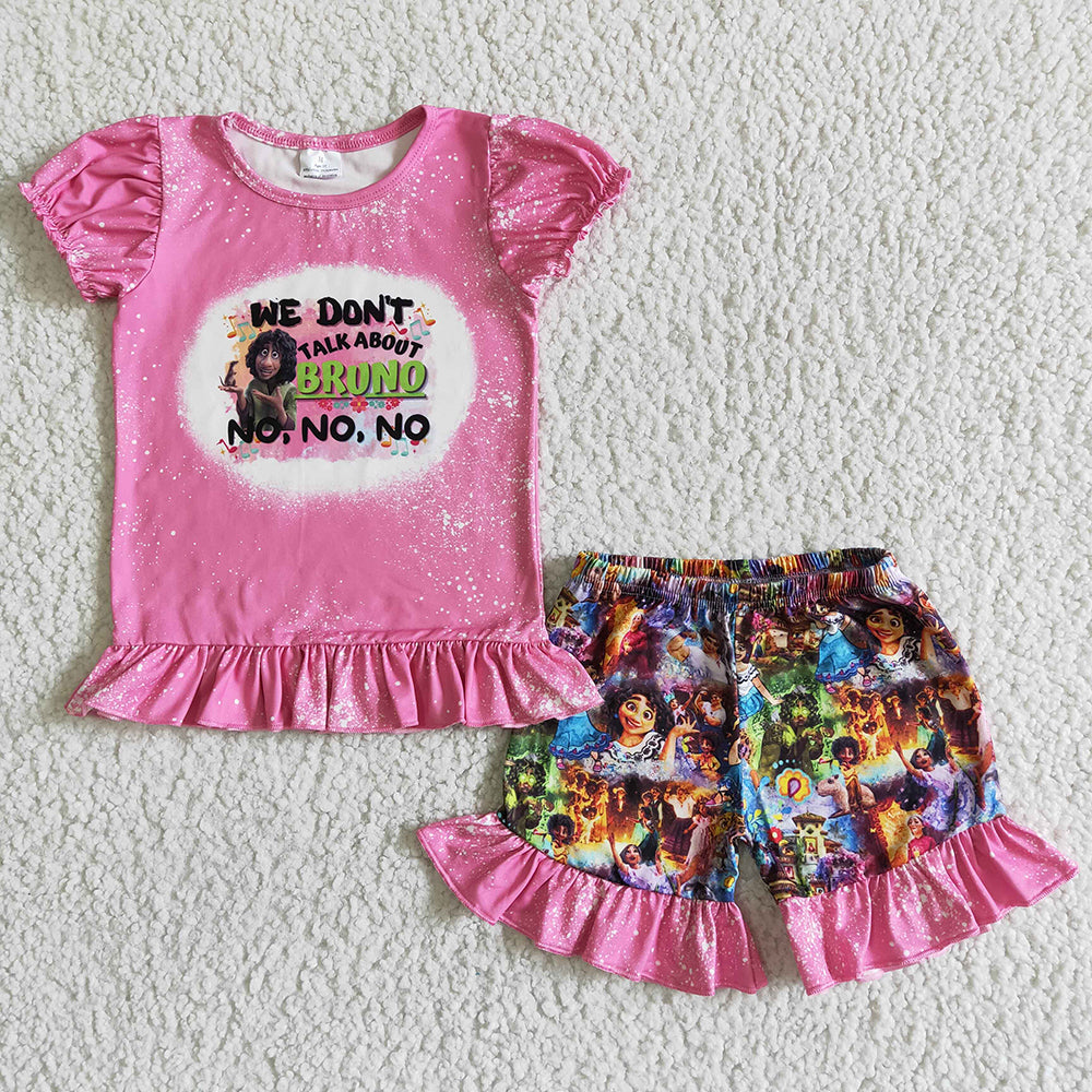 Baby girls cartoon movie pink summer shorts sets