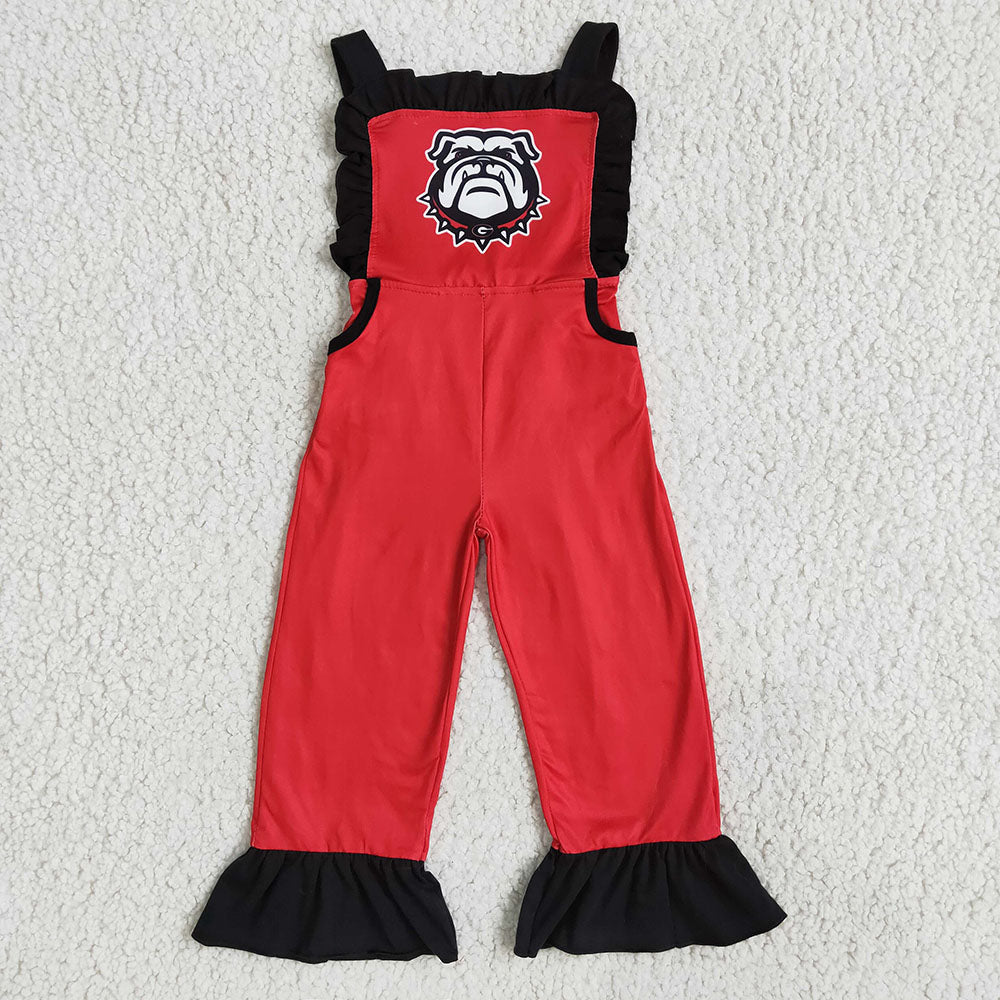Dog red girls team football jumpsuits rompers