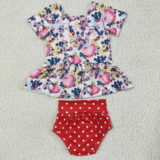 Baby girls cartoon bummie summer sets