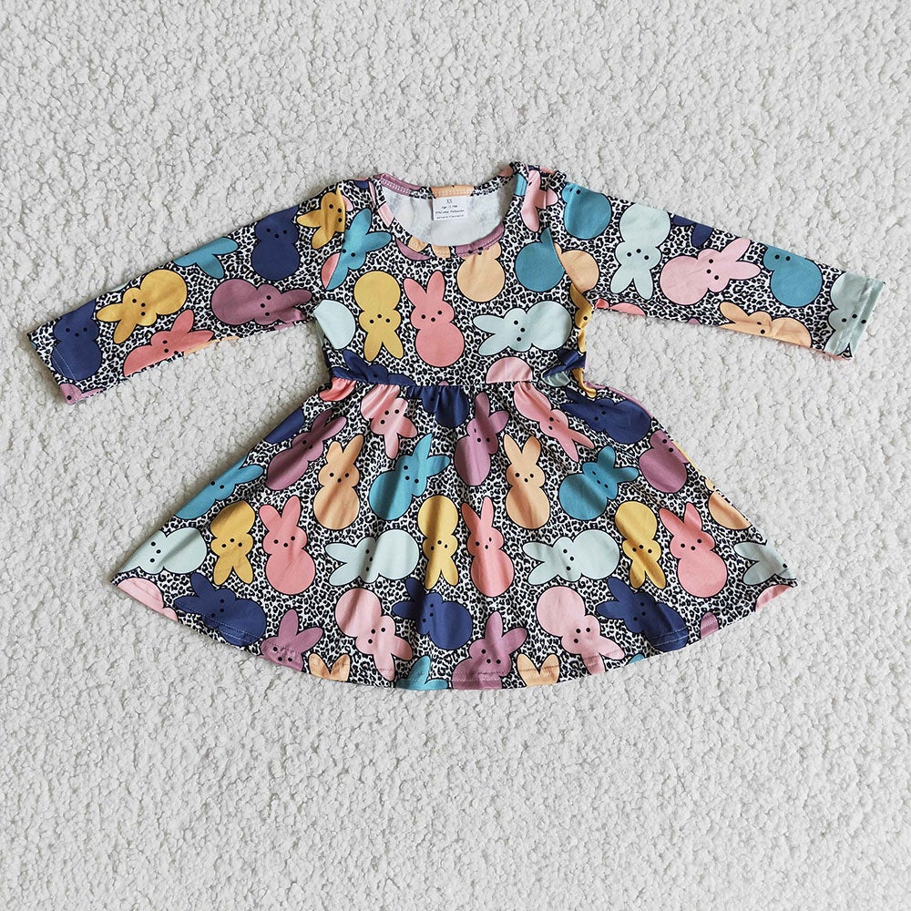 Baby Girls Easter long sleeve bunny twirl dresses