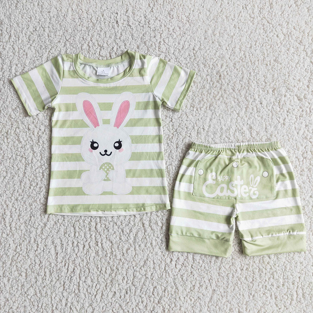 Easter green stripe shorts sets