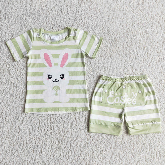Easter green stripe shorts sets