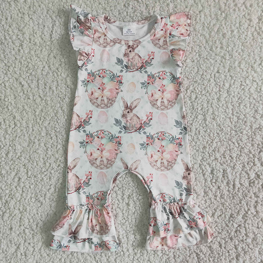 Baby girls easter ruffle bunny holiday rompers