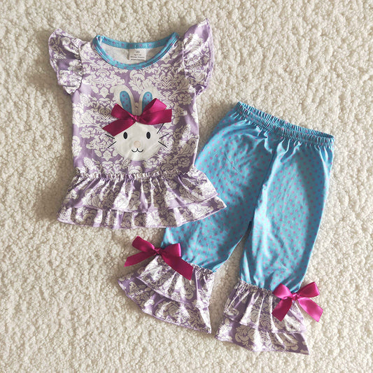 Purple girls rabbit bow sets