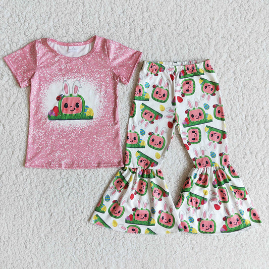 Easter pink bunny bell pants sets