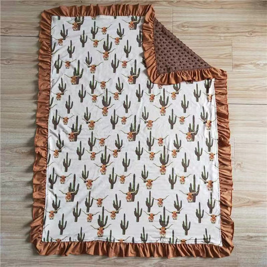 Baby girls cactus western ruffle blankets