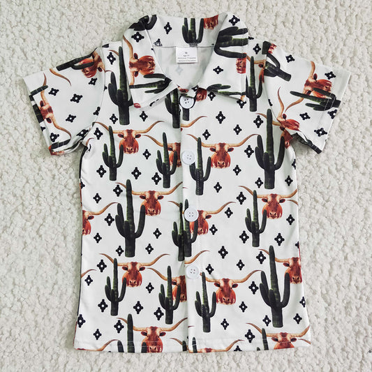 Baby Boys western buttons up cactus cow shirts