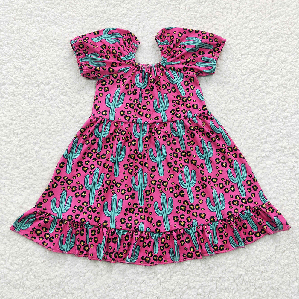 Baby Girls Western Cactus Pink Knee Length Dresses