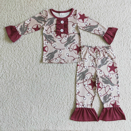 baby girls Christmas star cactus pajamas sets