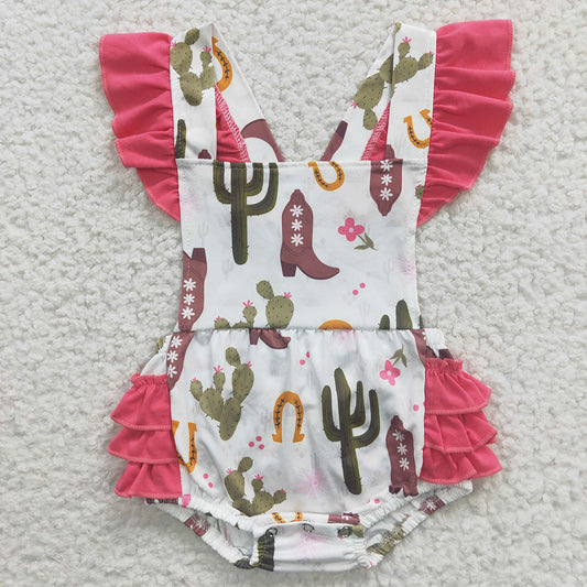 Baby Girls Cactus Ruffles Western Rompers