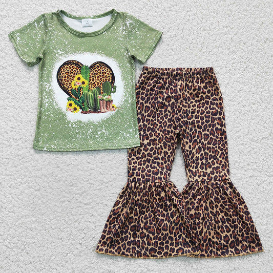 Baby Girls Western Cactus Leopard Bell Pants sets