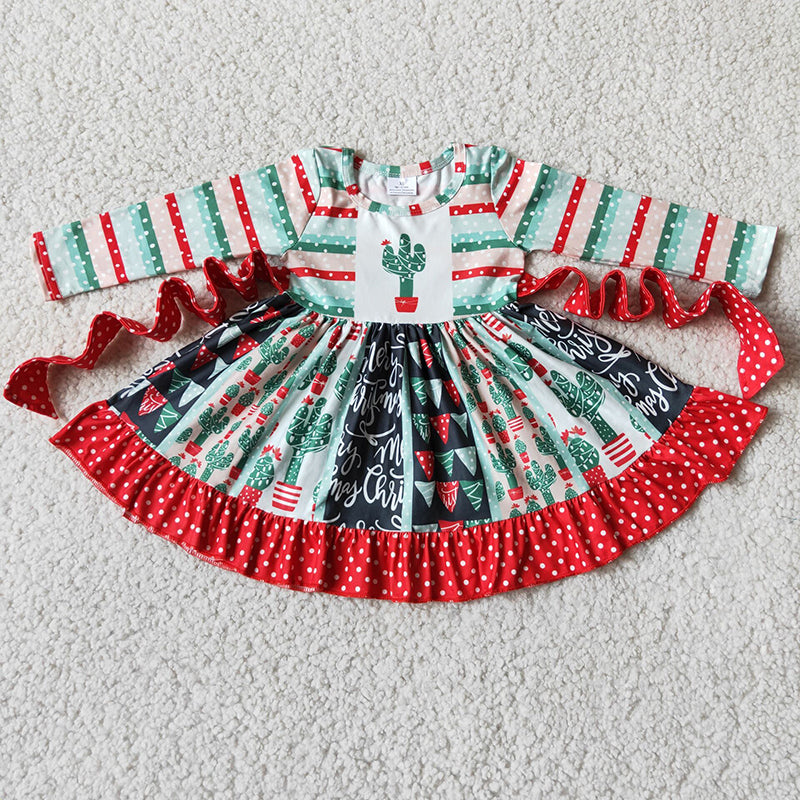 Cactus Christmas patchwork twirl dresses-Promotion