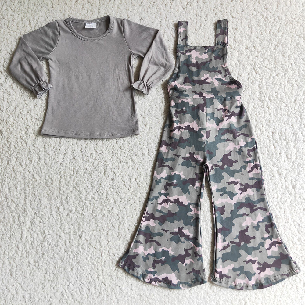 Camo baby girls overall 2pcs sets