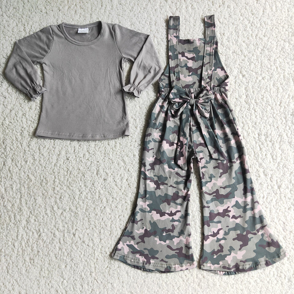 Camo baby girls overall 2pcs sets