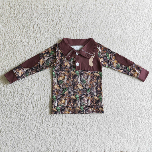 baby Boys camo deer pullover button shirts