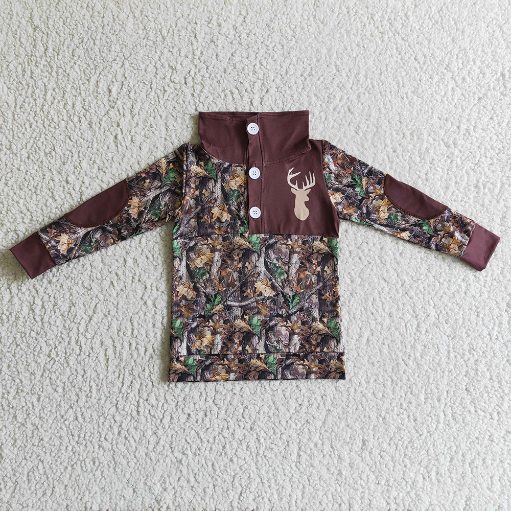 baby Boys camo deer pullover button shirts