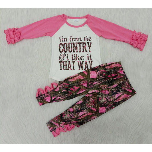 Pink camo criss cross set