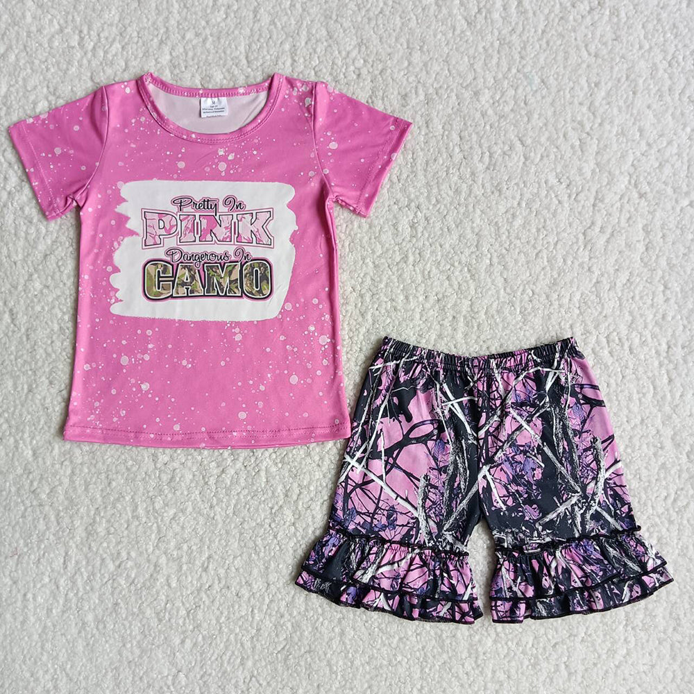 Baby Girls camo shorts sets