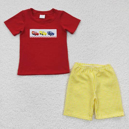Baby Boys Car Red Summer Shorts Clothes Sets