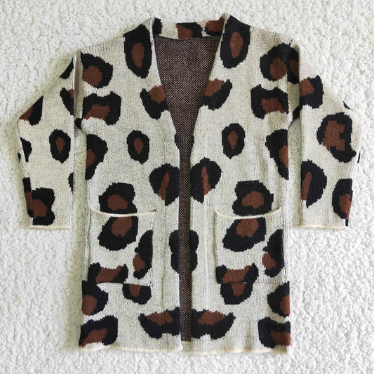 Baby girls leopard pocket cardigan sweaters