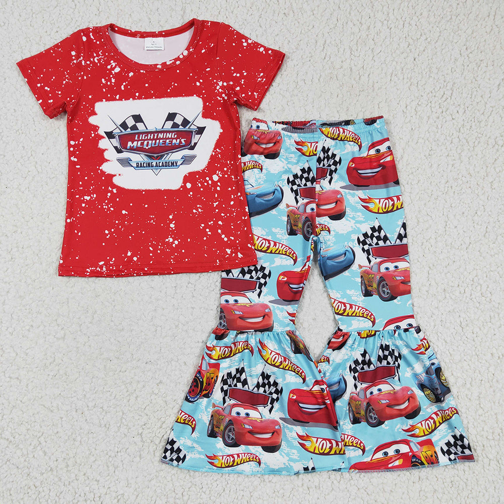 Baby Girls Red car racing bell pants clothes sets