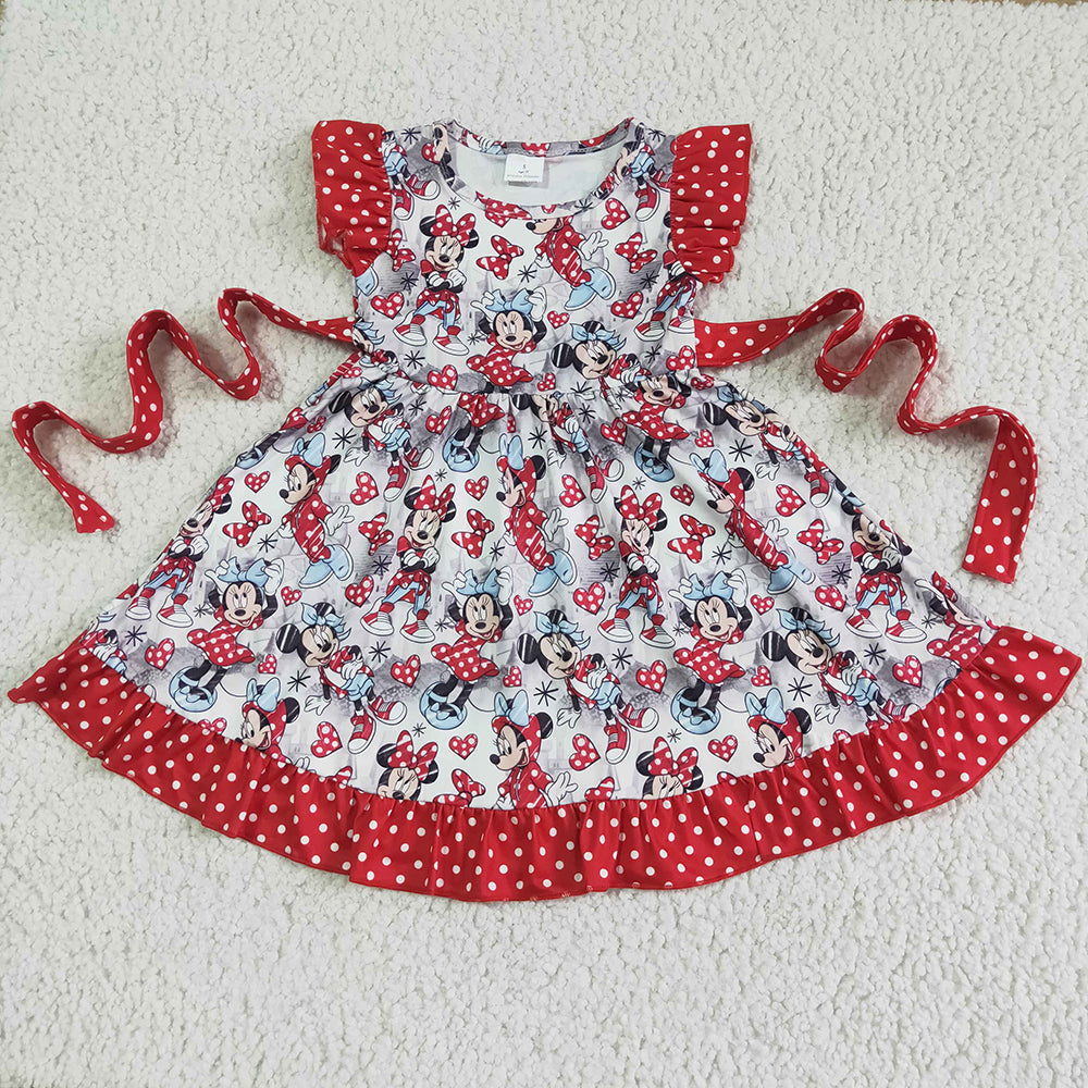 Baby girls cartoon belt knee length dresses