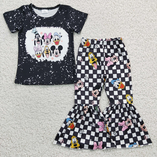 Baby Girls Black Cartoon Mouse Bell Pants Clothes Sets