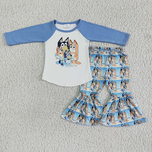Baby Girls dog family bell pants clothing sets